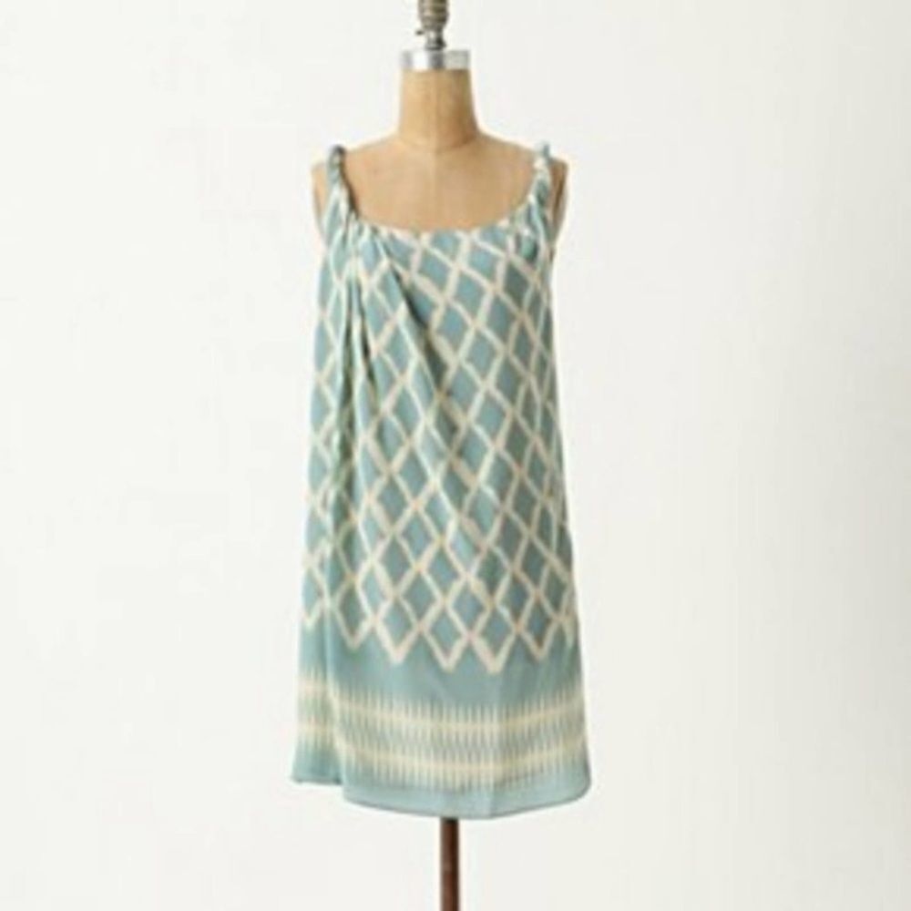 Anthro moulinette soeurs diamond print silk dress 6